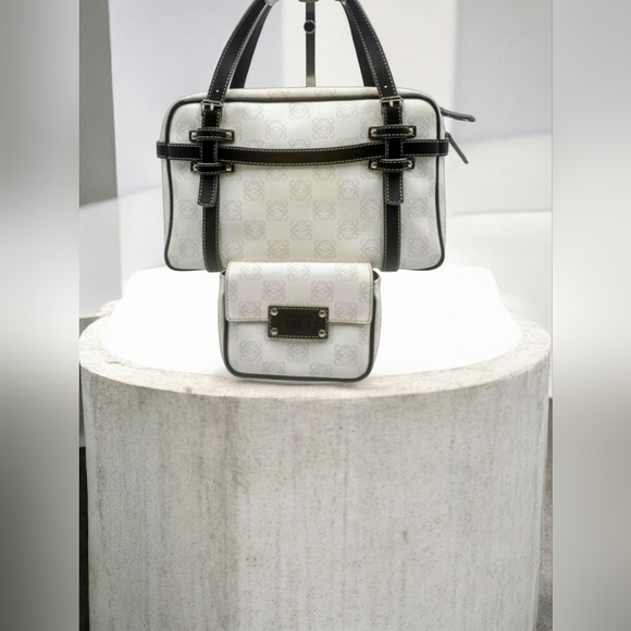 LOEWE Anagram Canvas Satchel with Removable Belt & Crossbody Pouch – Authentic - Picture 7 of 16